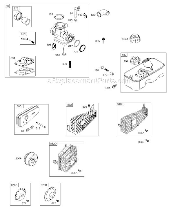 Page C Diagram and Parts List for 9T500SERIES  Briggs and Stratton Engine